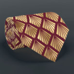 art deco Burgundy gold tiled pattern Tie<br><div class="desc">art deco Burgundy gold tiled pattern neck tie</div>