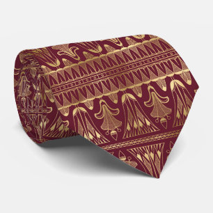 art deco Burgundy gold tiled pattern Tie