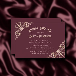 Art Deco Burgundy Ornament Nouveau Bridal Shower Invitation