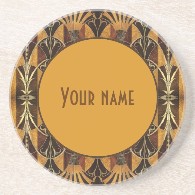 Art Deco Burl Wood Coaster (Front)