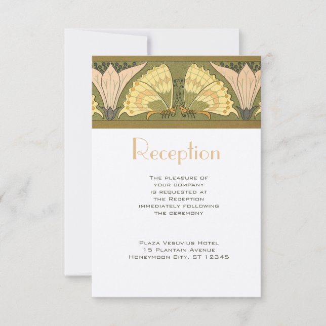 Art Deco Butterfly Calla Lily Wedding  Invitation (Front)
