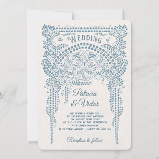 Art Deco Butterfly in Frame Wedding  Invitation