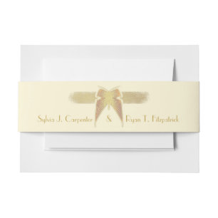 Art Deco Butterfly Monogram Golden Wedding Invitation Belly Band