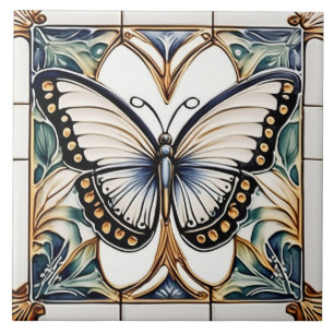 Art Deco Butterfly Nouveau Ceramic Ceramic Tile