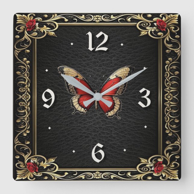 Art Deco Butterfly  Square Wall Clock (Front)