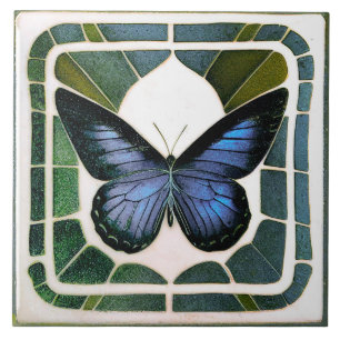Art Deco Butterfly Wall Decor Art Nouveau Ceramic  Tile
