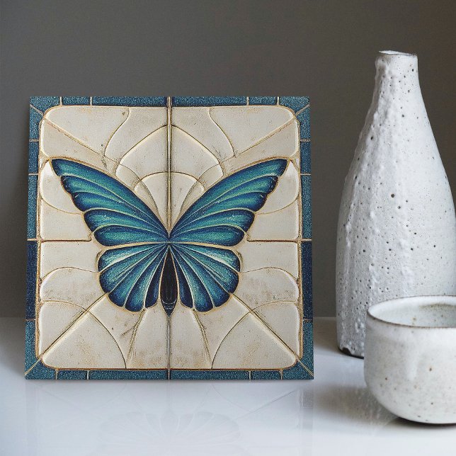 Art Deco Butterfly Wall Decor Art Nouveau Ceramic Tile (Creator Uploaded)