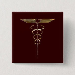 Art Deco Caduceus 15 Cm Square Badge