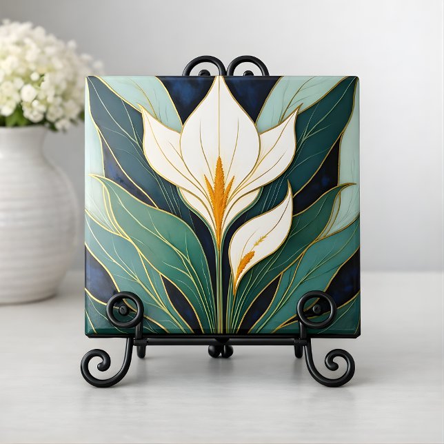 Art Deco Calla Lily Flower Ceramic Tile (Creator Uploaded)