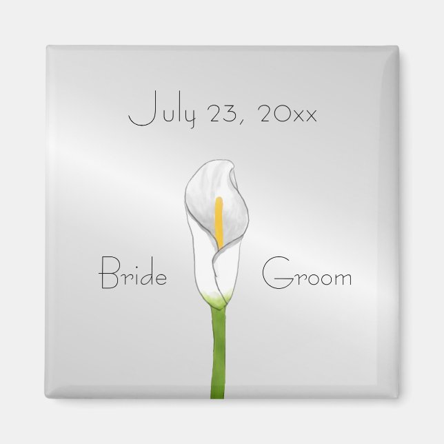 Art Deco Calla Lily Save the Date Magnet (Front)