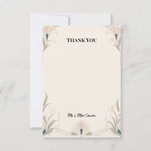 Art Deco Calla Lily Wedding Thank You Card