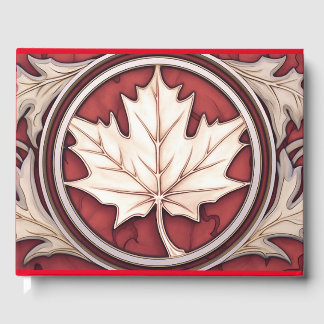 Art Deco Canadian Style Maple Leaf Guest Book