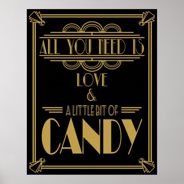 Art Deco "Candy Bar" Gatsby style Black & Gold Poster (Front)