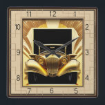 Art Deco car Square Wall Clock<br><div class="desc">Great clock design. You will love it like others. Be free to use this design for other product you like or to customise and add your text. Follow me for more. Thank you. Have a nice day.</div>