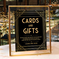 Art Deco Cards and Gifts Black Gold Wedding Sign