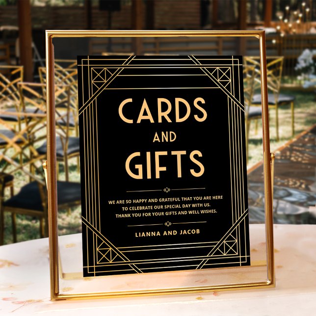 Art Deco Cards and Gifts Black Gold Wedding Sign (Creator Uploaded)