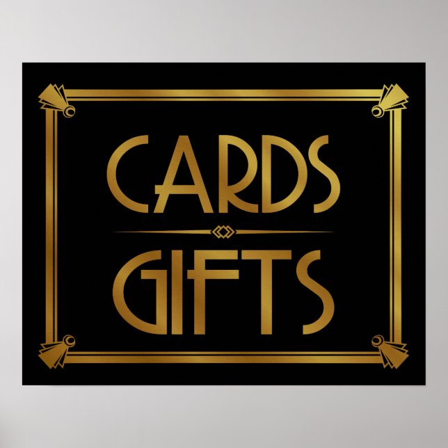 Art Deco Cards and gifts table print GOLD (Front)