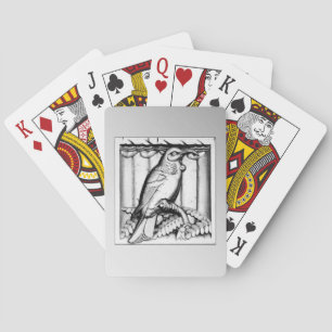 Art Deco carved stone falcon - silver Playing Cards