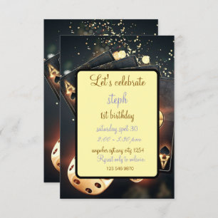 art deco casino birthday-playing card invite