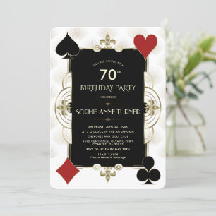 Art Deco Casino Royale Poker Woman 70th Birthday  Invitation