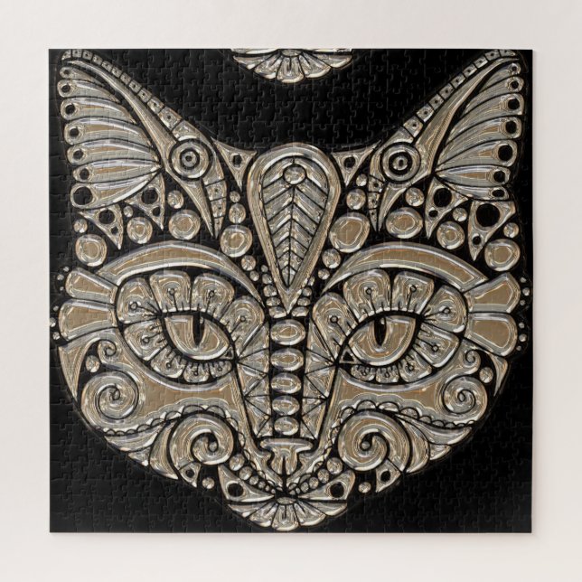 Art deco cat black and gold 676 piece puzzle (Vertical)