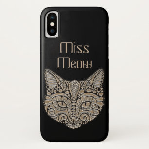 Art deco cat jewel emblem iphone x case