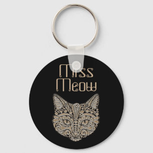 Art deco cat jewel emblem keychain