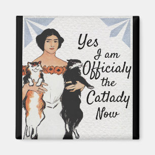 Art deco cat lady funny magnet