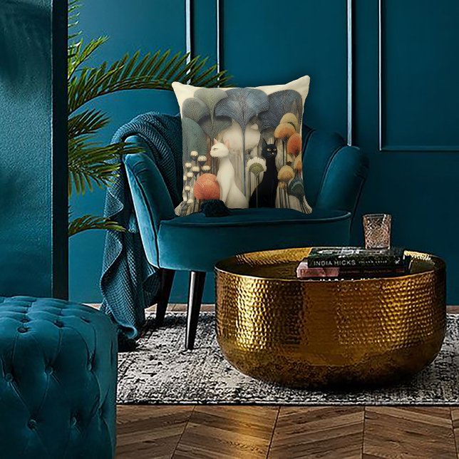 Art Deco Cats in Trees Cushion (Creator Uploaded)