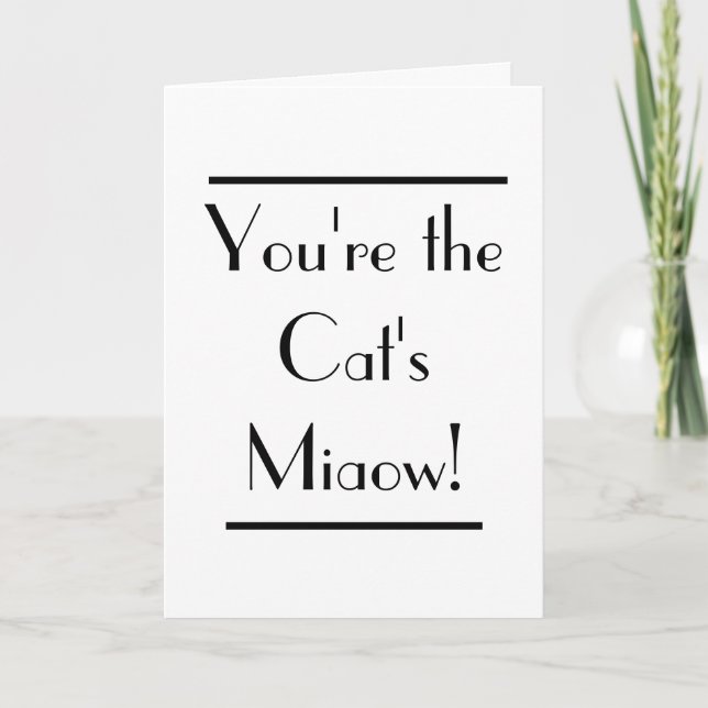 Art Deco Cats Miaow Typography Card (Front)