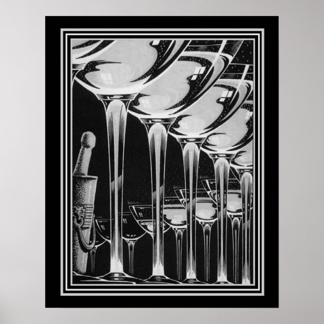 Art Deco Champagne Glass Print 16x20 (Front)