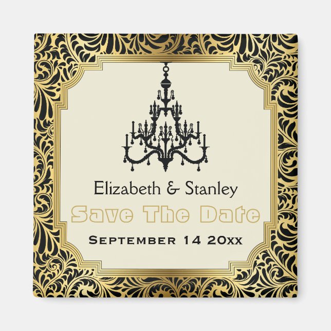Art Deco chandelier wedding Save the Date Magnet (Front)