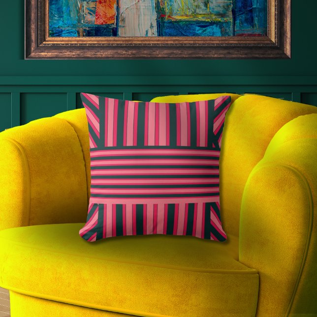 Art Deco Charcoal Pink Abstract Elegant Pattern Cushion (Creator Uploaded)