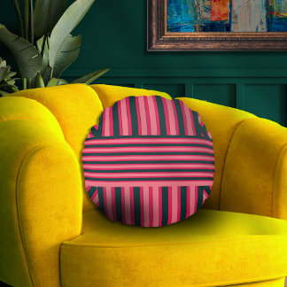 Art Deco Charcoal Pink Abstract Elegant Pattern Round Cushion