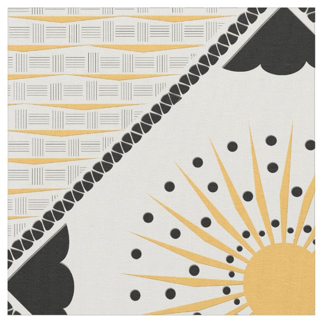 Art Deco Cheery Sunburst Fabric (Close Up)