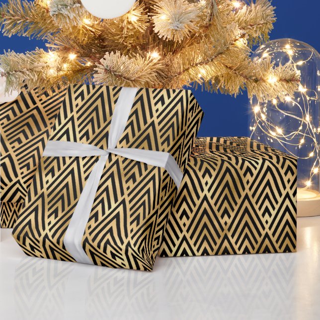 Art Deco Chevron Diamond Pattern Design Wrapping Paper (Holidays)