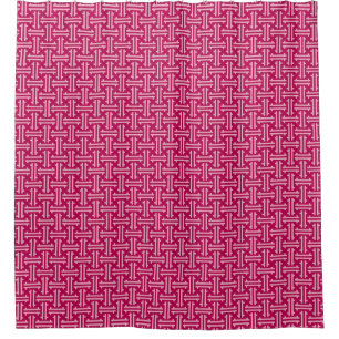 Art Deco Chinese Fret, Fuchsia Pink Shower Curtain