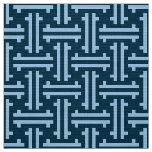 Art Deco Chinese Fret, Indigo and Sky Blue Fabric