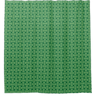Art Deco Chinese Fret, Jade Green Shower Curtain