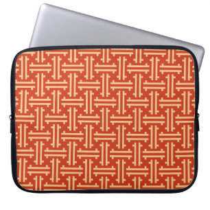 Art Deco Chinese Fret, Mandarin Orange Laptop Sleeve