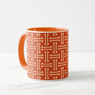 Art Deco Chinese Fret, Mandarin Orange Mug