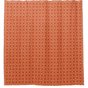 Art Deco Chinese Fret, Mandarin Orange Shower Curtain