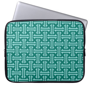Art Deco Chinese Fret, Turquoise and Aqua Laptop Sleeve