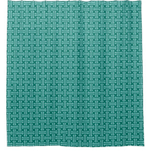 Art Deco Chinese Fret, Turquoise and Aqua Shower Curtain
