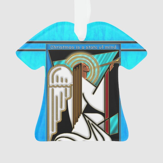 Art Deco Christmas Angel Personalised Ornament (Front)