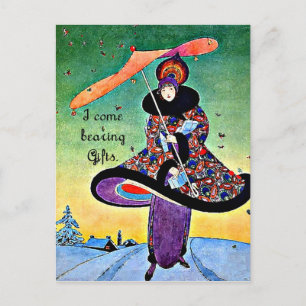 Art Deco Christmas Holiday Postcard