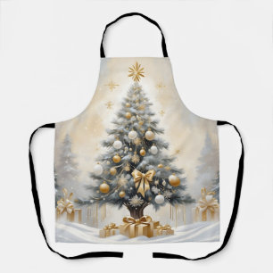 Art Deco Christmas Luxurious Gold Bows and Gifts Apron