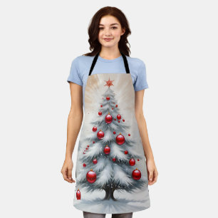 Art Deco Christmas Red Ornaments Winter Apron