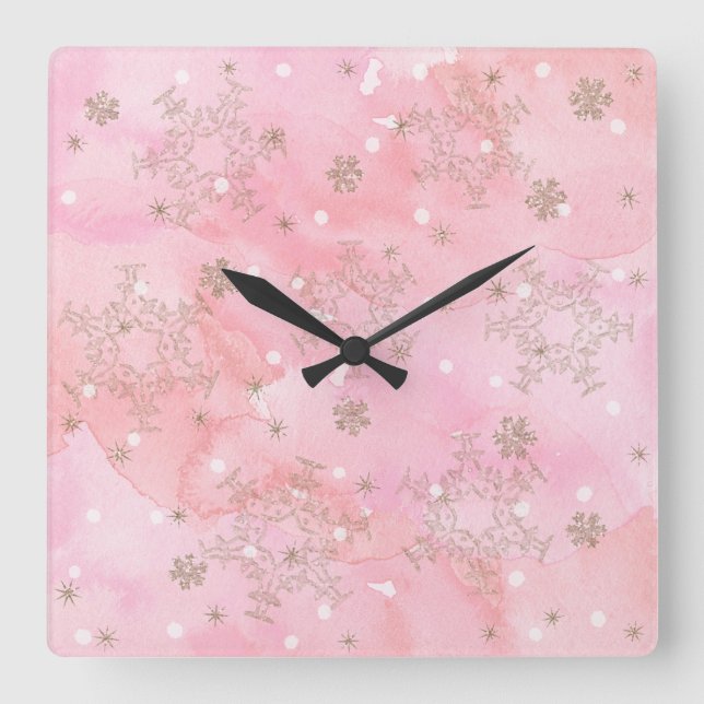 Art Deco Christmas Square Wall Clock (Front)