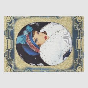 Art Deco Christmas Woman Decoupage Tissue Paper